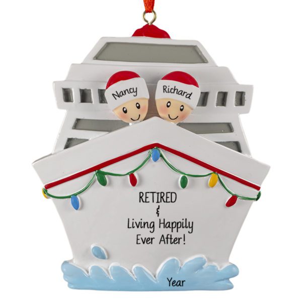 Retired Couple On Cruise Ship Christmas Lights Ornament