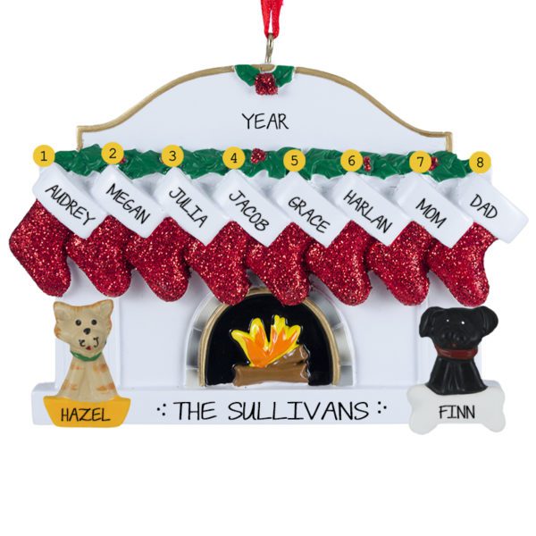 Family Or Group Of 8 + 2 Pets Personalized Ornament