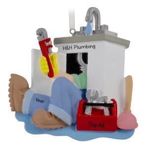Plumber Under Sink With Tools Ornament