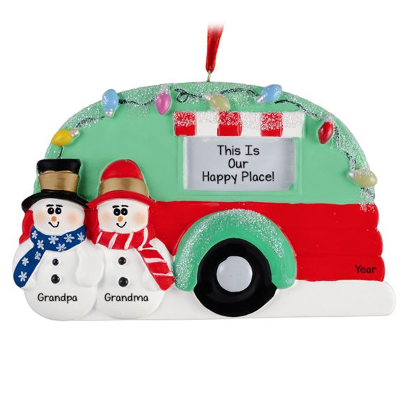 Grandparents With Camper Christmas Lights Ornament
