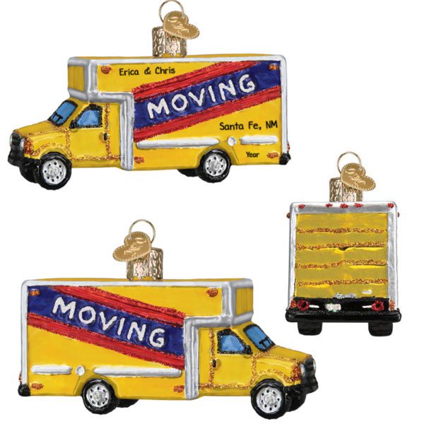 Personalized Moving Truck 3-Dimensional Glittered Glass Ornament