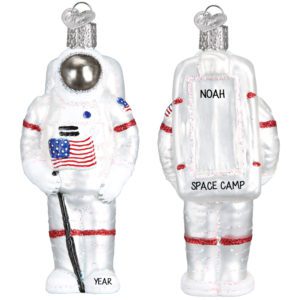 Personalized Space Camp Astronaut Glittered Glass Dimensional Ornament