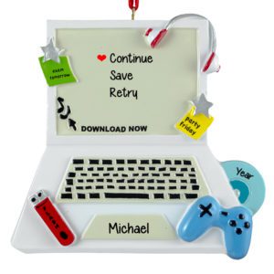 Video Gamer On Laptop Computer Ornament
