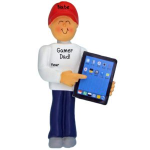 Gamer Dad Playing On iPad Ornament