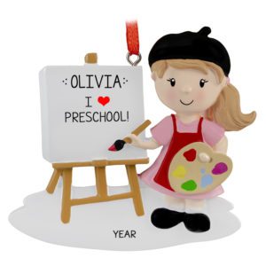 Little Girl Loves Preschool Artist Ornament