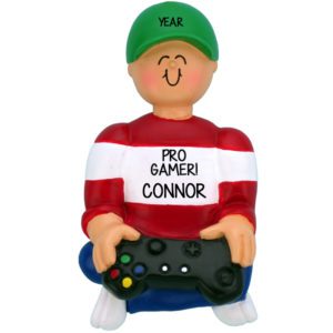 BOY Holding Video Game Controller Ornament