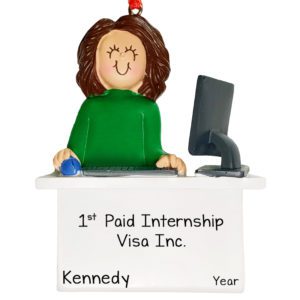 First Paid Internship GIRL at Computer BRUNETTE