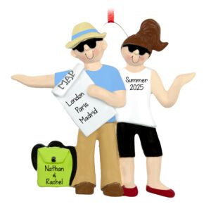 Traveling Abroad Vacation Couple Souvenir Ornament