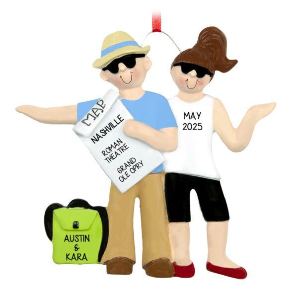 Vacation Couple Holding Map Ornament