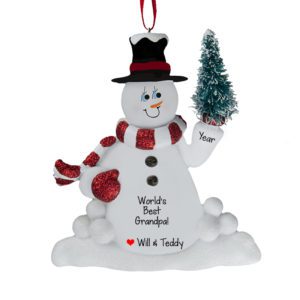 World's Best Grandpa Snowman And Dimensional Tree Ornament
