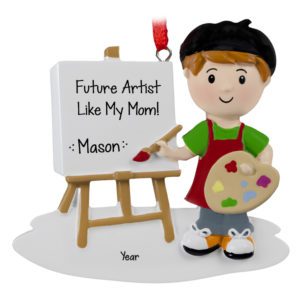 Little BOY Future Artist Colorful Paint And Easel Ornament