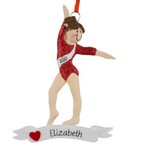 Girl Gymnast Red Glittered Leotard Ornament