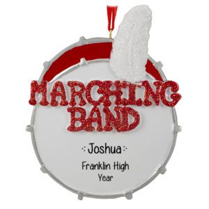 Marching Band Drum With Feather Glittered Ornament