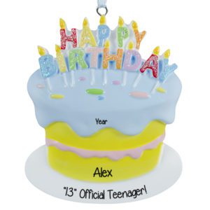 Officially A Teenager Glittered Birthday Cake Ornament
