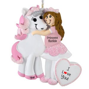 Image of A Princess And Her Unicorn Glittered Ornament