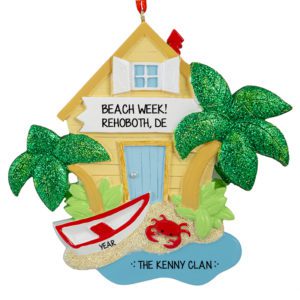 Beach Vacation Home Glittered Palms Ornament