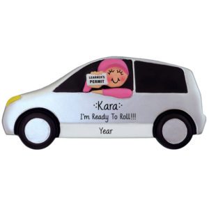Image of GIRL Holding Learner's Permit Driving Car Ornament