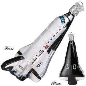 Image of Personalized Space Shuttle 3-Dimensional Glittered Glass Ornament