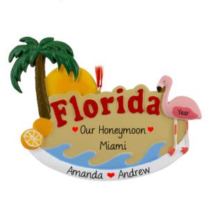 Honeymoon In Florida Palm Tree Ornament