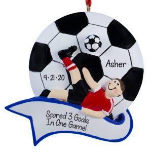 Awesome Game Soccer Ball BOY Making Goals Ornament