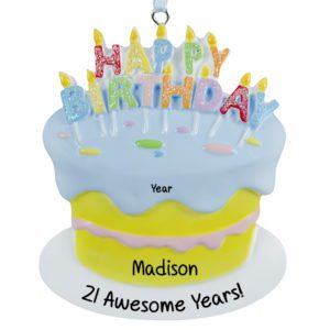 Image of 21st Birthday Celebration Glittered Cake Ornament