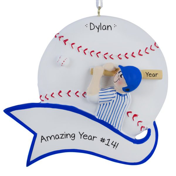 Baseball BOY Amazing Year Swinging Bat Ornament