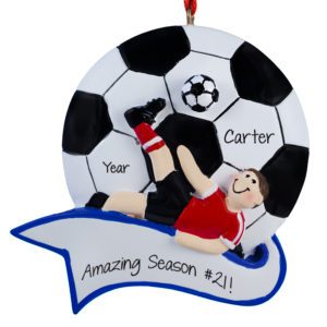 Amazing Season Soccer Ball BOY Kicking Ornament