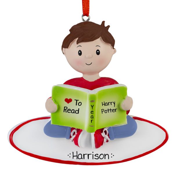 BOY Reading Favorite Book And Loving It Ornament