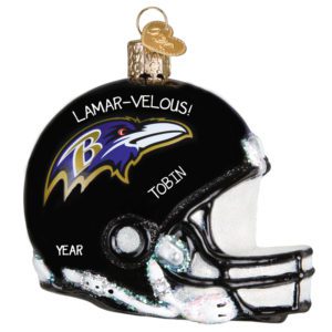 Personalized Baltimore Ravens Helmet Totally Dimensional Glittered Glass Ornament