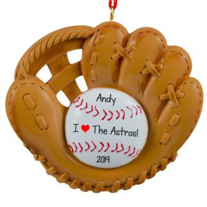 I Love The Astros Personalized Baseball In Glove Ornament