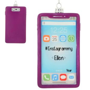 Image of Personalized Purple Smart Phone Glass Instagrammy Ornament