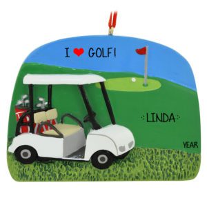 Golf Cart And Ball On Course Personalized Ornament