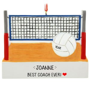 Personalized Volleyball Coach Net And Ball Ornament