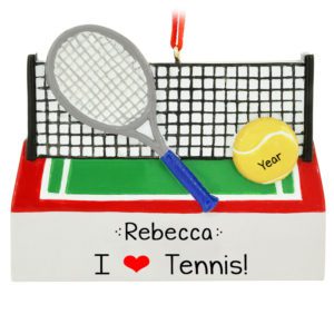 I Love Tennis Personalized Racket And Ball Ornament