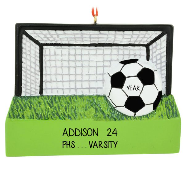 Varsity Soccer Player Net And Field Personalized Ornament