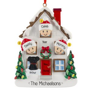 Family Of 3 With Dog New Home Personalized Ornament