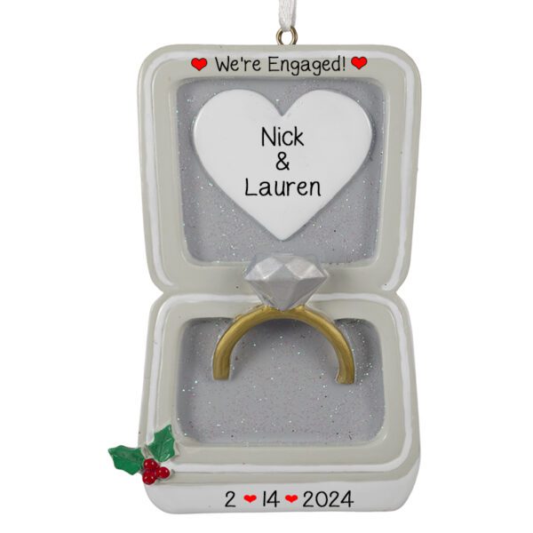 Personalized Engagement Ring Box SILVER Box Ornament