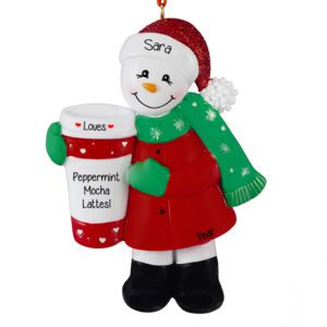 Favorite Coffee Drink Snowman Personalized Ornament