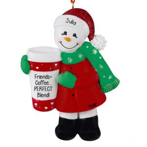 Image of Friends Are A Perfect Blend Coffee And Snowman Personalized Ornament