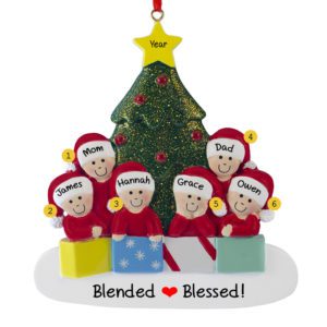 Personalized Family Of 6 Glittered Tree Ornament