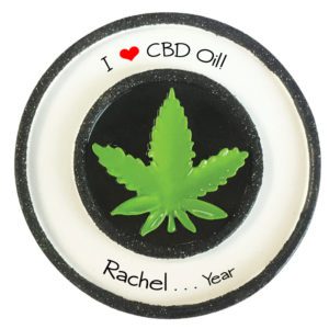 Personalized I Love CBD Oil Marijuana Leaf Glittered Ornament
