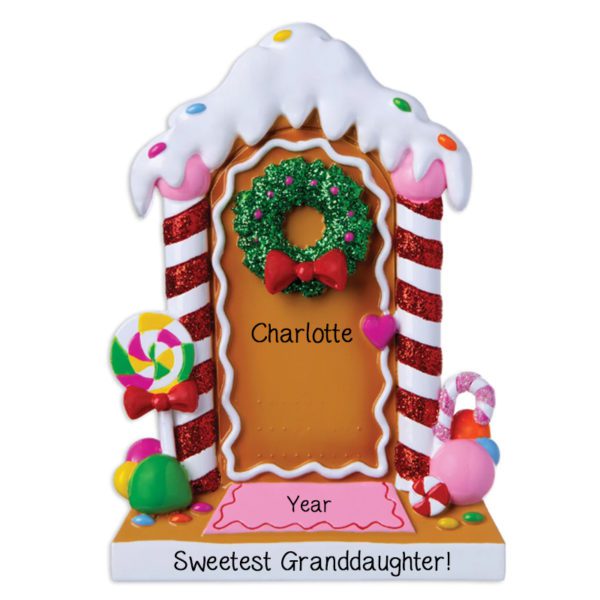 Personalized Sweetest Granddaughter Gingerbread Glittered Door Ornament