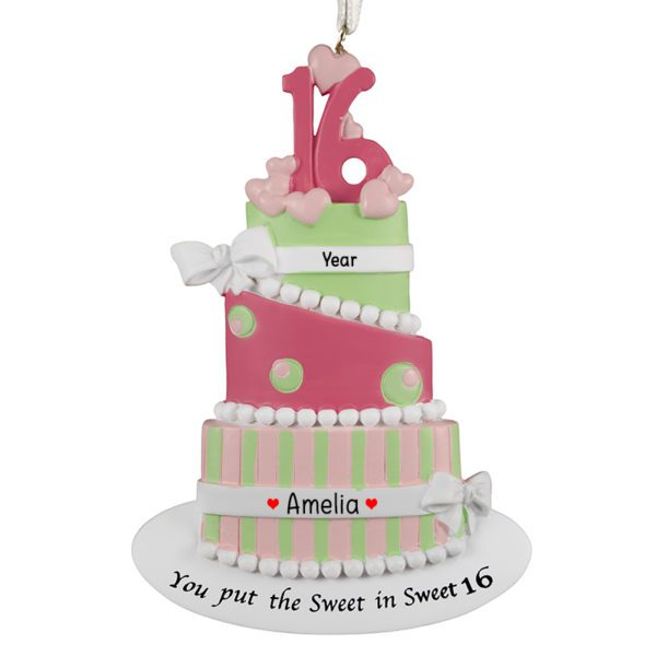 Sweet 16 Birthday Celebration PINK Cake Ornament