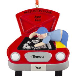 Personalized Best Auto Mechanic RED Car Ornament