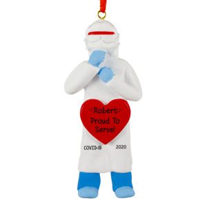 Personalized COVID Medical Professional Wearing PPE Ornament