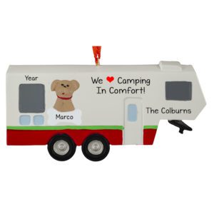 Personalized 5th Wheel Camper With Pet Holiday Ornament