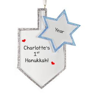 Personalized Baby's 1st Hanukkah Glittered Dreidel Ornament