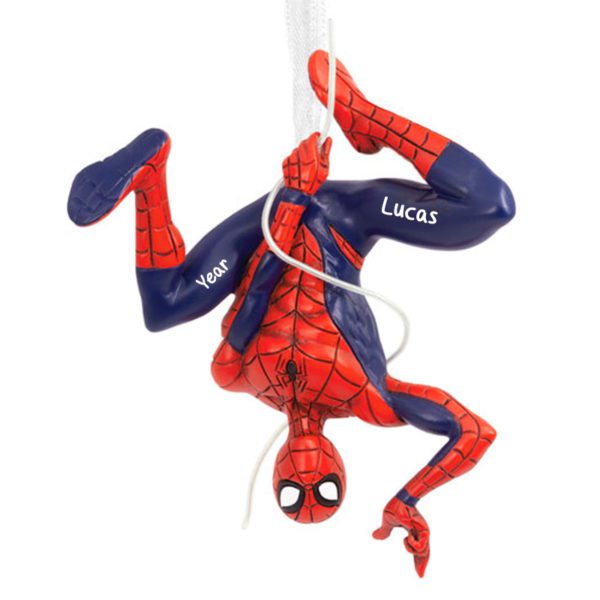 Personalized Spider-Man Dangling From Web 3-D Ornament