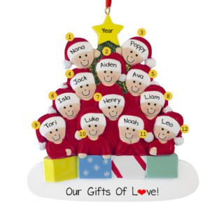 Personalized Grandparents And 10 Grandchildren Glittered Tree Ornament