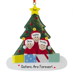 Image of Personalized Three Sisters Glittered Tree Ornament
